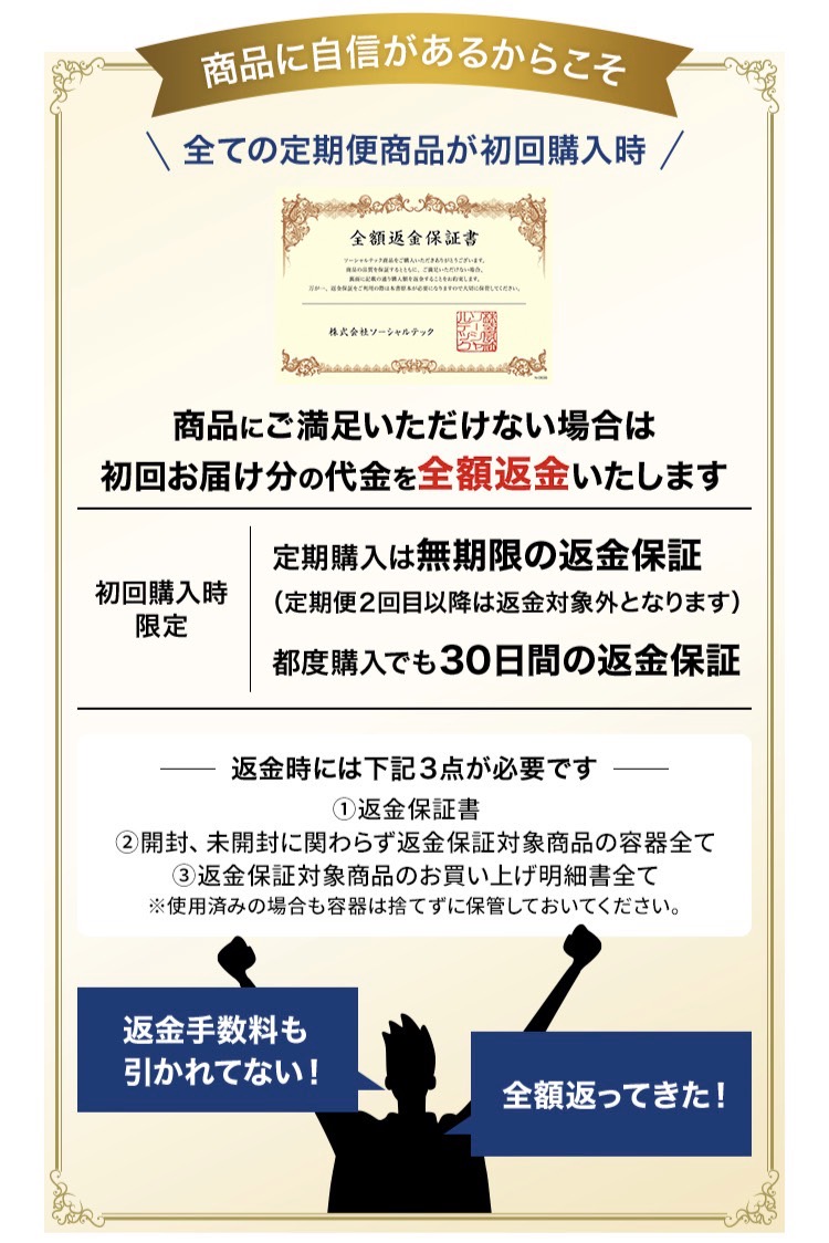 全額返金保証つき